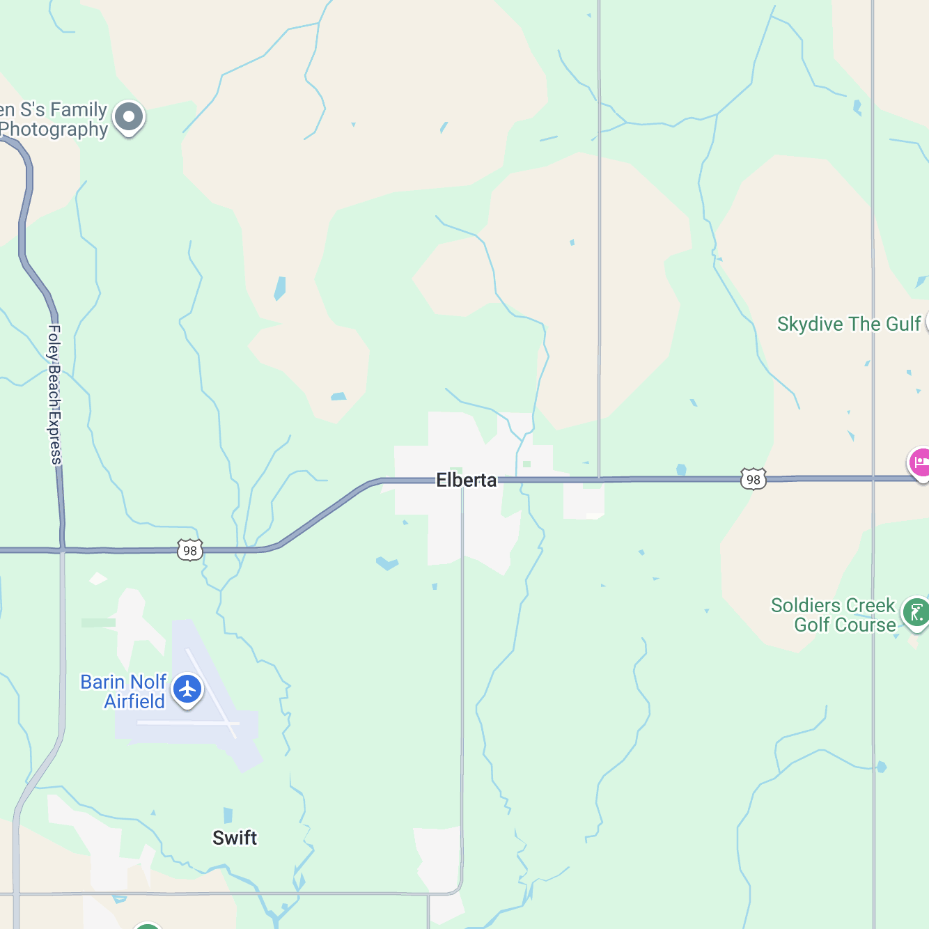 screenshot of Elberta Alabama taken from google maps